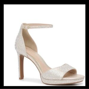 Kelly & Katie Sparkling Cream Ankle Strap Heels
